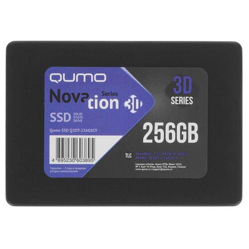 Накопитель SSD 256GB QUMO Novation TLC 3D 2.5" (Q3DT-256GSCY) 520/500 MB/s, SM2258XT