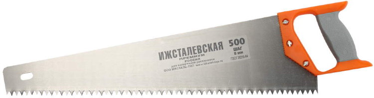 Ножовка "ИЖ" "ПРЕМИУМ" шаг 8мм, 500мм 1520-50-08_z01 по дереву с двухкомпонентной пластиковой рукояткой,