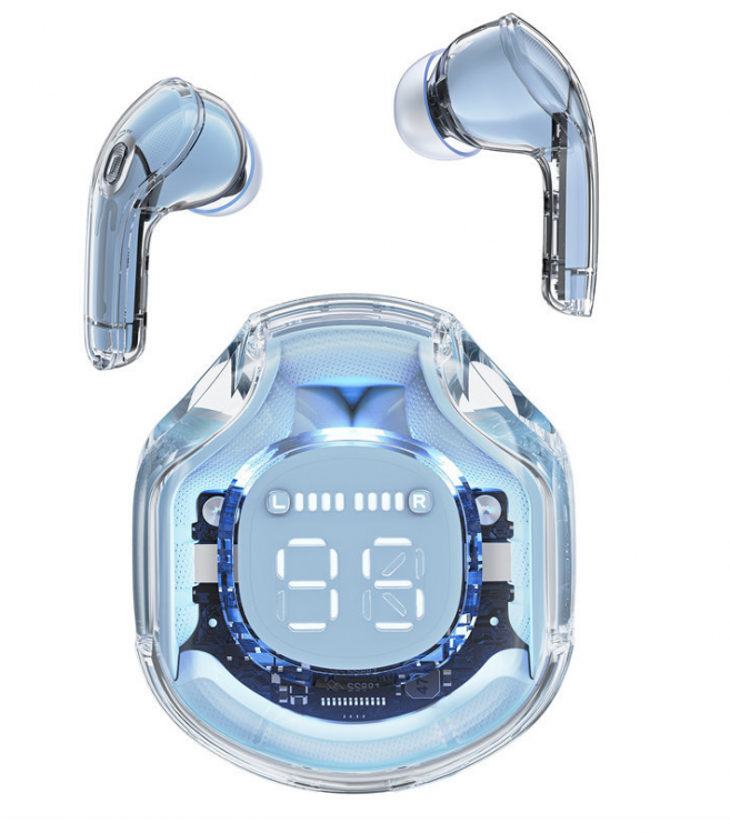  Acefast беспроводные наушники T8 crystal color bluetooth earbuds, цвет: ice blue