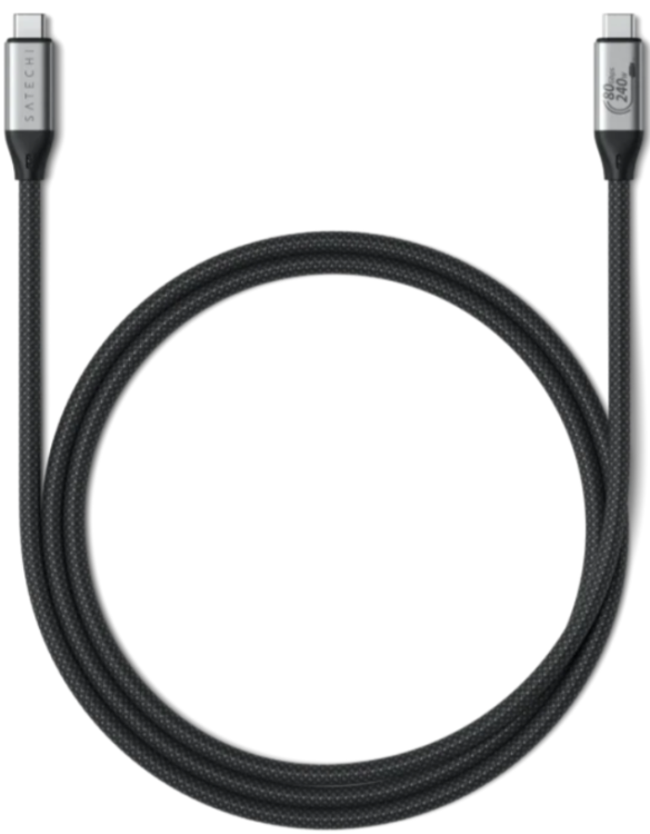 Satechi Кабель USB4 V2 Pro 240W 8K  | 1.2м | Display Thunderbolt 5/4/3 Cable, Цвет: черный