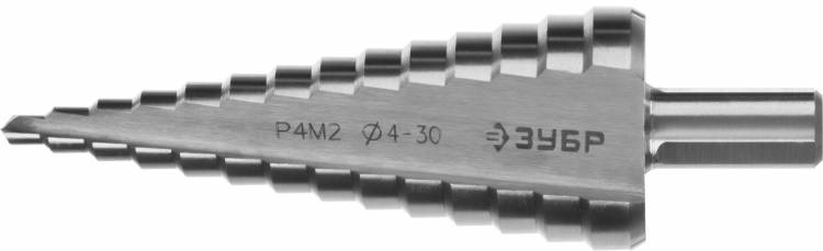 Зубр 29665-4-30-14 Сверло ступенчатое по сталям, d=4-30мм, 14ступ., хв.10мм