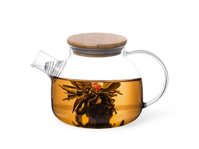 FISSMAN Заварочный чайник 800мл с бамбуковой крышкой и стальным фильтром (жаропрочное стекло)