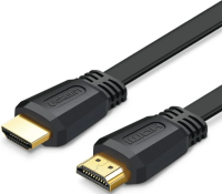 Ugreen ED015 (50820) Кабель плоский HDMI 2.0 | Длина 3м | До 4K при 60 Гц | 30AWG | Луженая бескислородная медь | Позолоченный разъем | Для ПК, ноутбука, телевизора, черный						