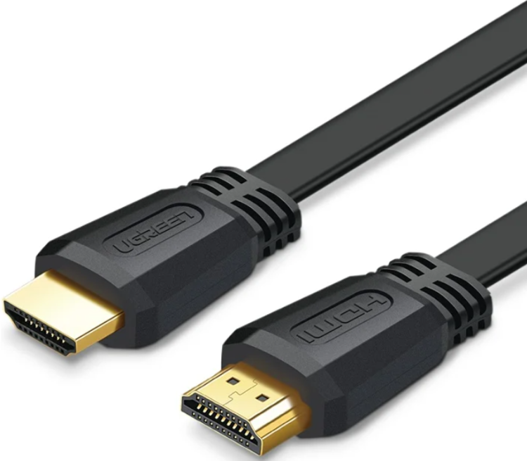 Ugreen ED015 (50820) Кабель плоский HDMI 2.0 | Длина 3м | До 4K при 60 Гц | 30AWG | Луженая бескислородная медь | Позолоченный разъем | Для ПК, ноутбука, телевизора, черный						