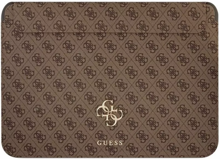Guess Чехол для ноутбуков 13" | 33.2 х 23 х 1.8 см | Магнитная застежка | Страна бренда: США | Sleeve 4G with Big metal logo, Brown
