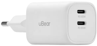 uBear Сетевое зарядное устройство | 65W | 2 порта: USB-C | Catch Wall Charger, white