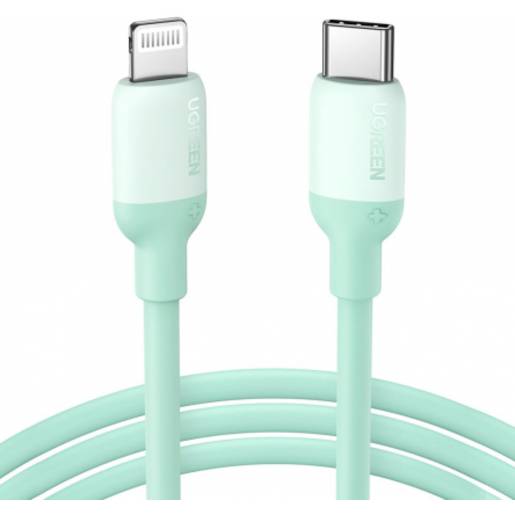 Кабель UGREEN US387 USB-C to Lightning Silicone Cable,1 м, green
