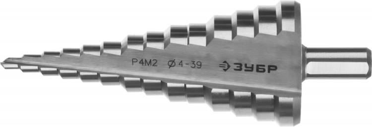 Зубр 29665-4-39-14 Сверло ступенчатое по сталям, d=4-39мм,14ступ., 10мм