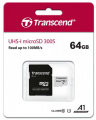 Карта памяти Transcend 300S microSDXC 64 ГБ / Class 10, UHS Class 1, запись - 40 Мбайт/сек, чтение - 95 Мбайт/сек / Global