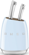 Smeg Комплект ножей: 6 ножей + подставка | Материал ножей: Нержавеющая сталь | Материал пазов для ножей: Дерево акации | Для овощей | Универсальный | Для мяса | Сантоку | Для хлеба | Шеф-нож | пастельный голубой