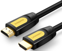 Ugreen HD101 (10130)  Кабель HDMI 2.0 | Длина 3м | До 4K Ultra HD при 60 Гц | 30AWG | 18 Гбит/с | Медь | Позолоченный разъем | Для ПК, ноутбука, телевизора, черно - желтый 
