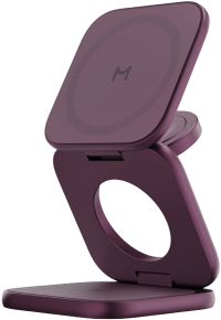 Magssory Fold Ultra Складное беспроводное зарядное устройство 3 в 1 для Apple | с магнитами | с поддержкой Qi2.2 | Burgundy 