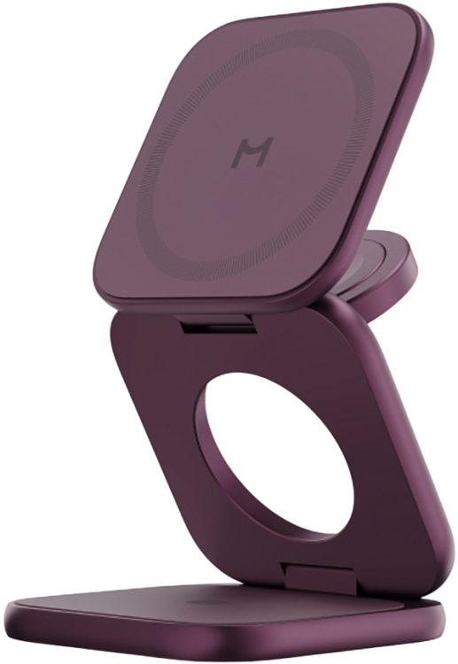 Magssory Fold Ultra Складное беспроводное зарядное устройство 3 в 1 для Apple | с магнитами | с поддержкой Qi2.2 | Burgundy 