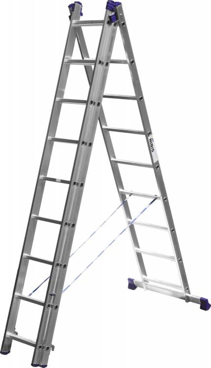 Сибин 9 ступеней Лестница универсальная, трехсекционная со стабилизатором