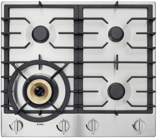 Asko HG1666SB встраиваемая газовая варочная панель | материал поверхности панели-нержавеющая сталь | материал решеток-чугун | количество конфорок-4шт | страна-производитель Словения | 4.8см x 60см 52.6см  