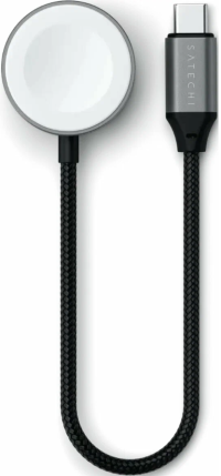 Satechi Кабель зарядный для Apple Watch | USB-C | Мощность зарядки: до 5 Вт | Длина кабеля: 19 см | Материалы: алюминиевый корпус, нейлоновая оплётка | Magneti