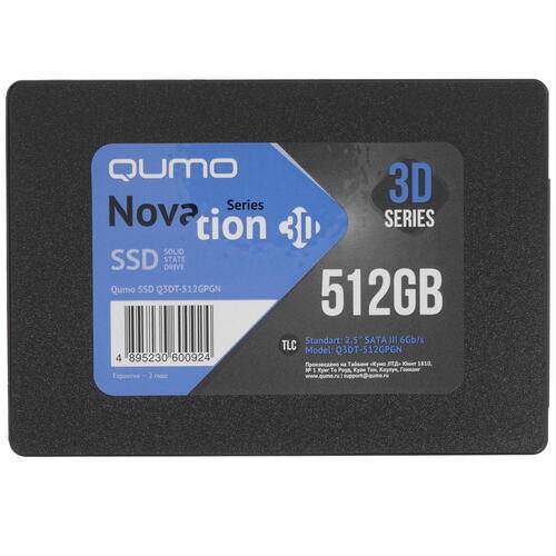 Накопитель SSD 512GB QUMO Novation TLC 3D (Q3DT-512GPGN) 2,5"/7 mm R/W 560/540 PS3111 OEM